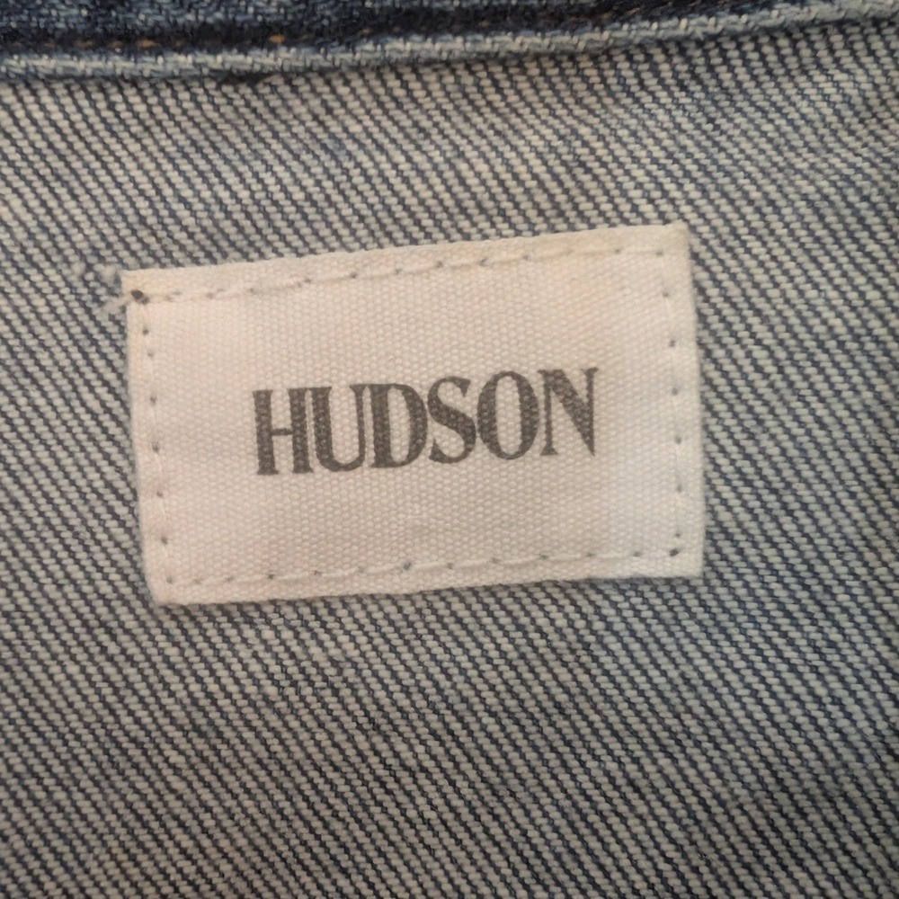 Hudson Jeans Womens Cropped Denim Jacket Medium Wash Frayed Hem Blue XS - Picture 7 of 9